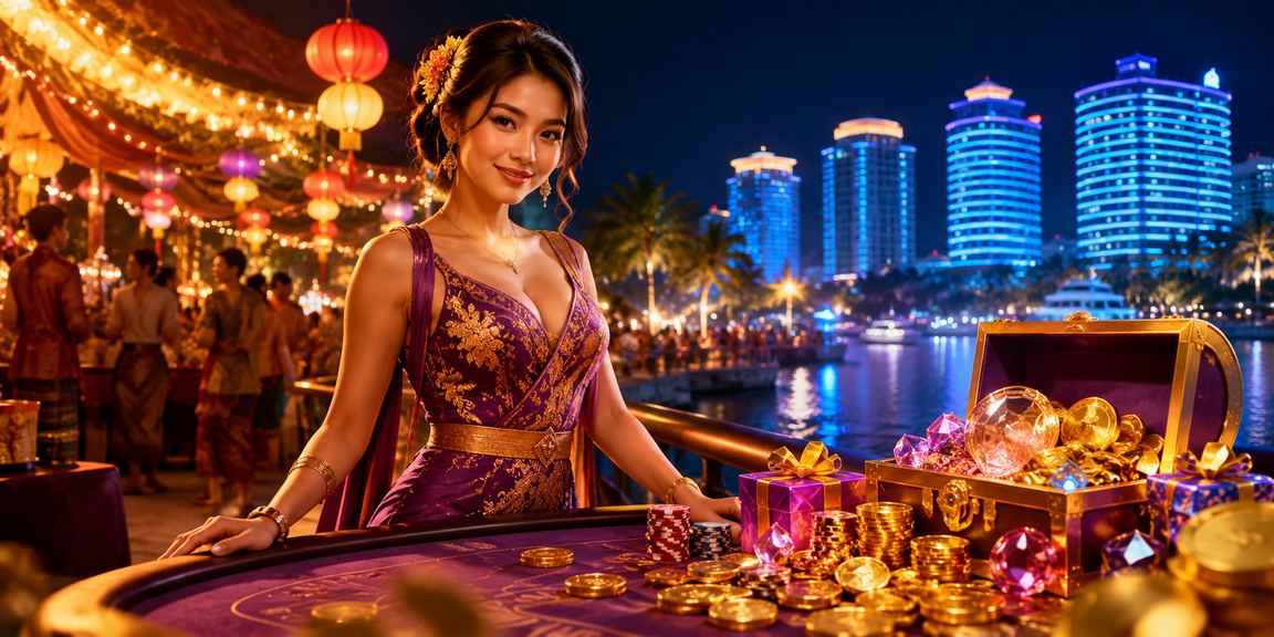 Pemain mendaftar akun baru di pasar malam dengan suasana penuh semangat